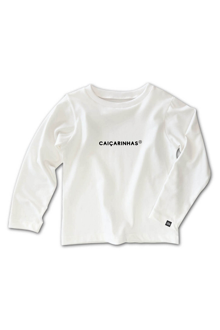 Camiseta Infantil ML Off White Básica Caiçarinhas