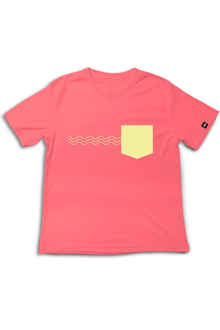 Camiseta Infantil Manga Curta Laranja Bolso Ondas