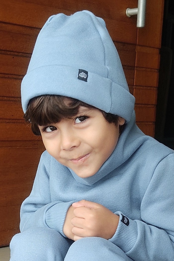 Touca Gorro Infantil Flanelada Moletom Azul Claro