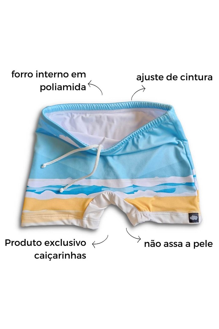 Sunga UV Praia Piscina UV 50+ Menino Confortável Azul Caiçarinhas Beach