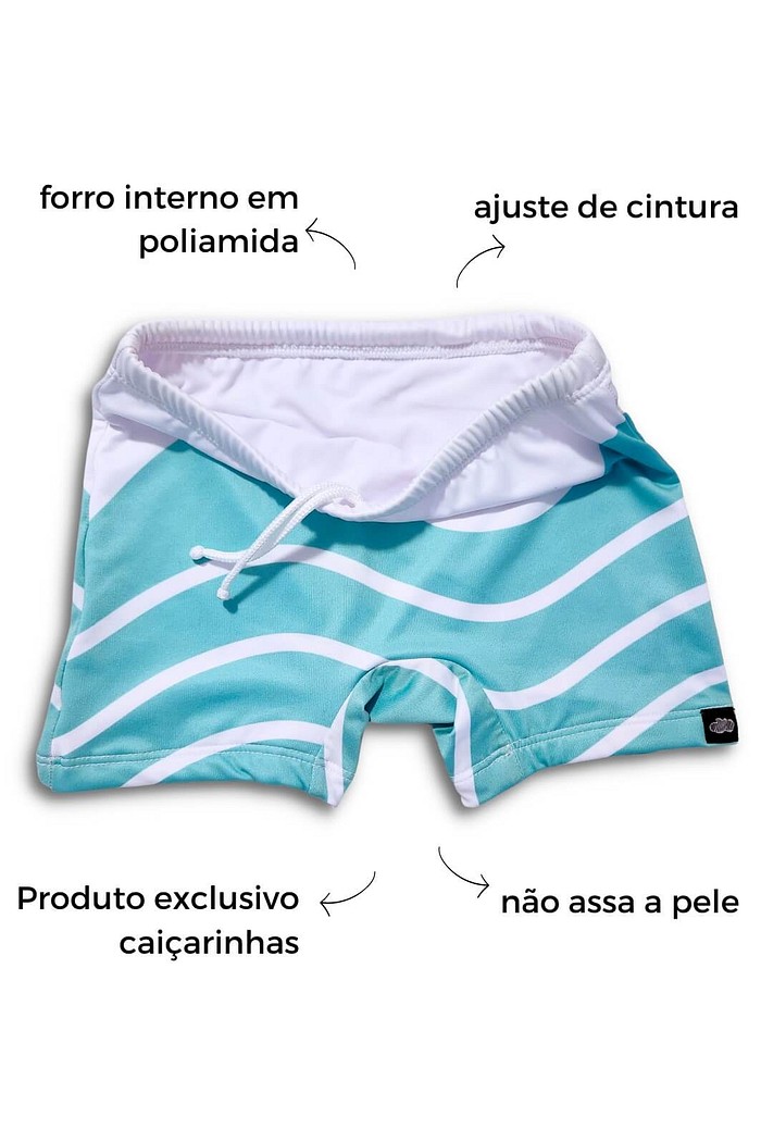 Sunga UV Praia Piscina UV 50+ Menino Confortável Branco Onça Surfista