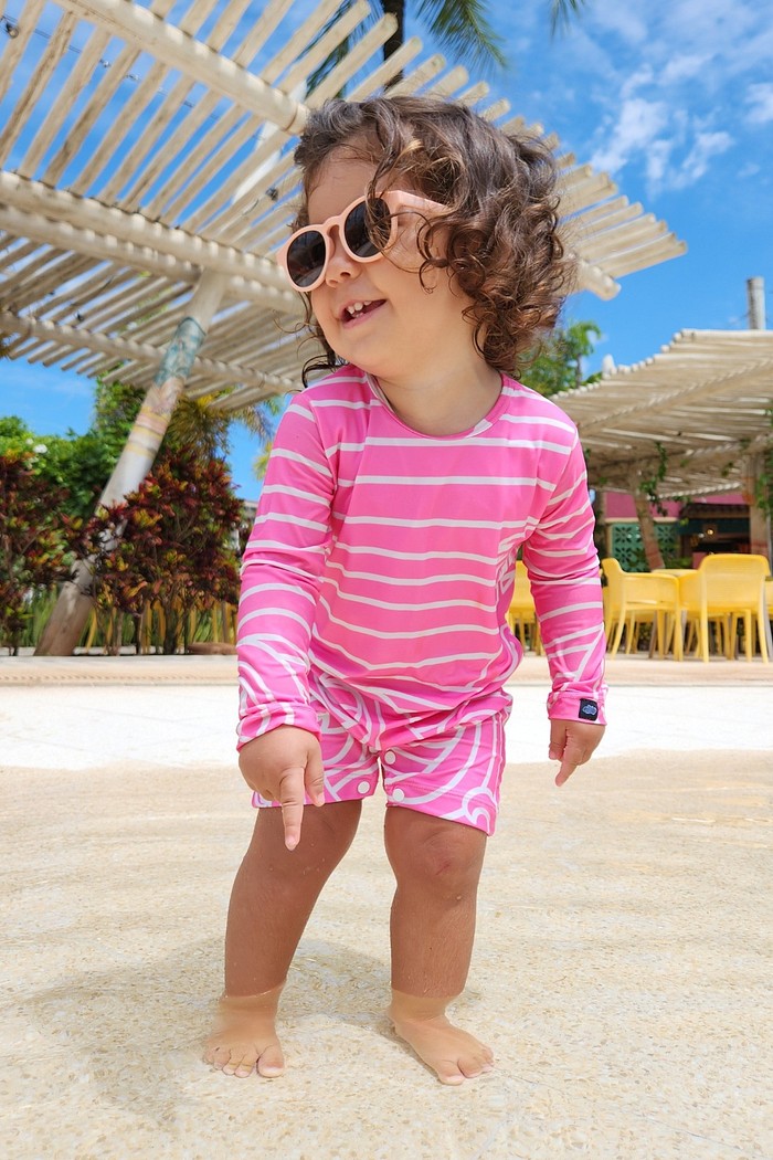 Kit Beach On Rosa Macacão + Chapéu Dupla Face UV 50+