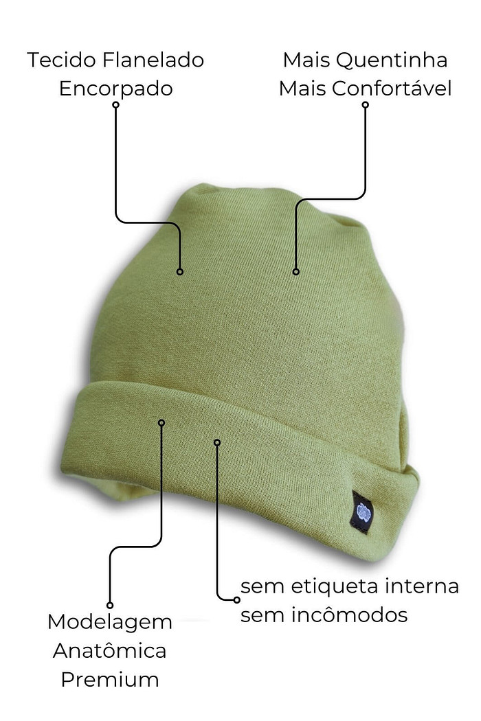 Touca Gorro Infantil Flanelada Moletom Verde