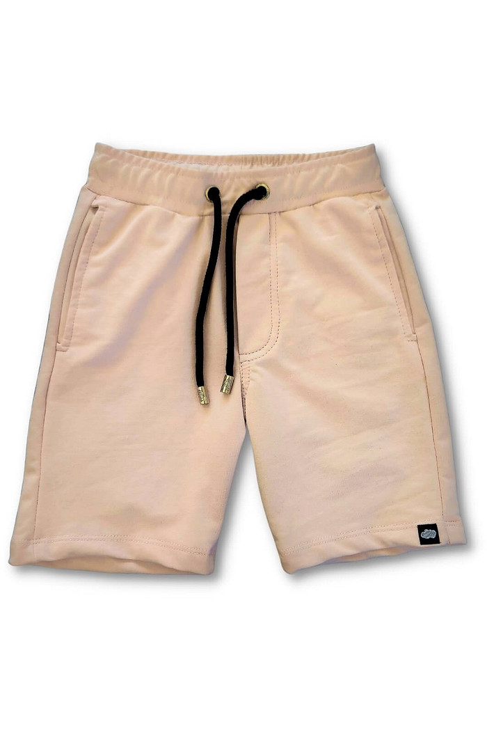 Bermuda Infantil de Moletinho com Bolso e Ajuste na Cintura Rosa Claro