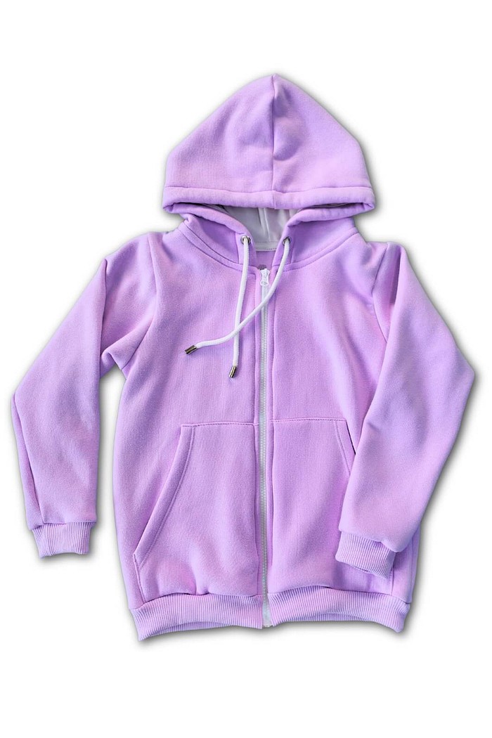 Casaco Infantil Moletom Felpado Zíper e Capuz Lilás