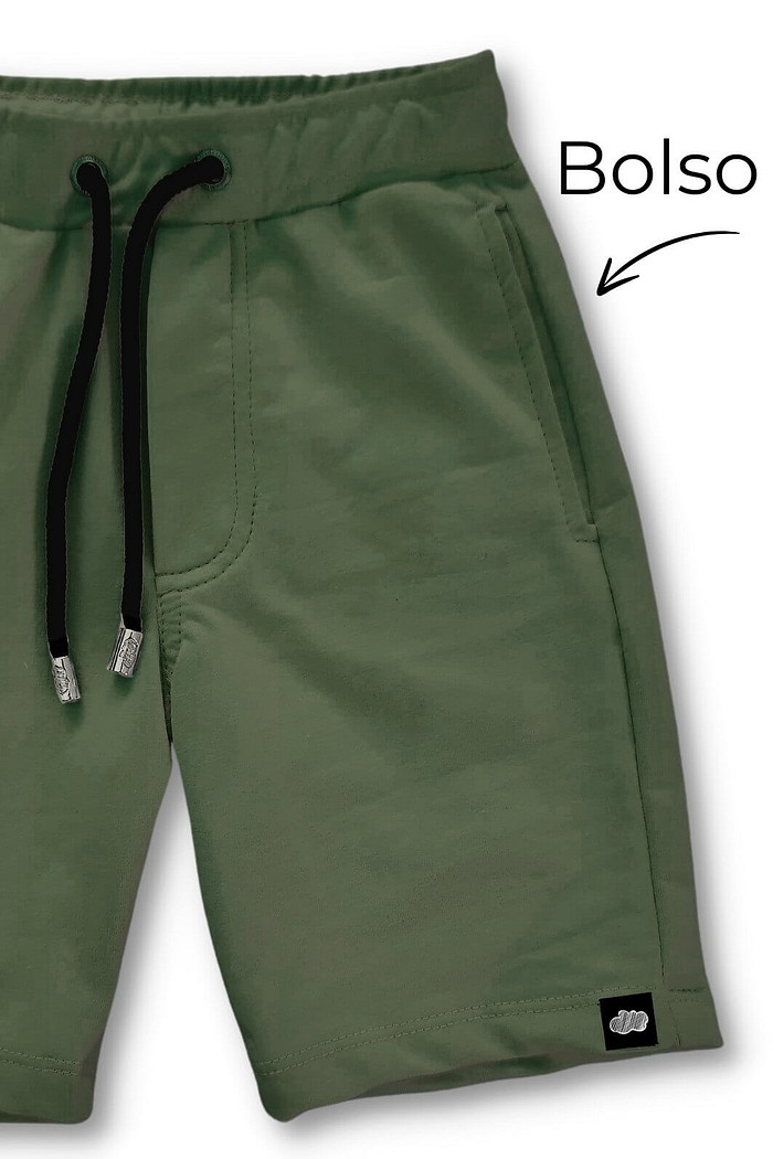 Bermuda Infantil de Moletinho com Bolso e Ajuste na Cintura Verde