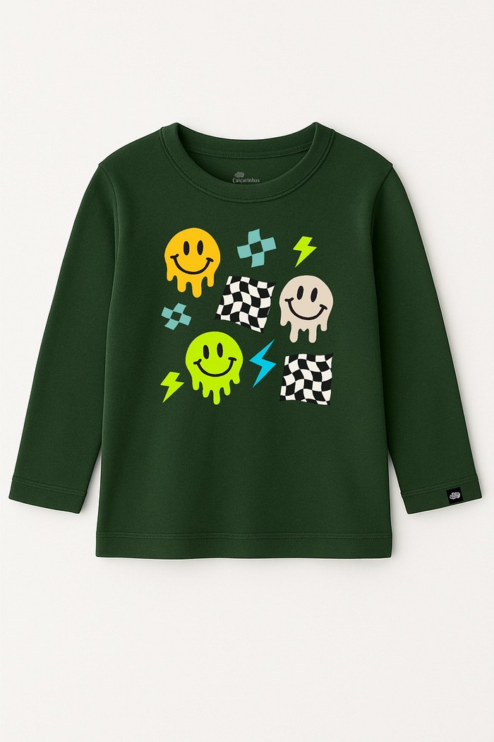 Camiseta Infantil ML Verde Escuro Smiles