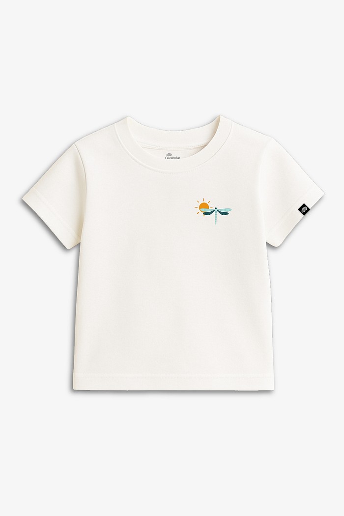Camiseta Infantil Manga Curta Off White Libélula