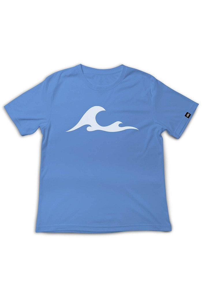 Camiseta Infantil Manga Curta Algodão Sustentável Exclusiva Azul Onda