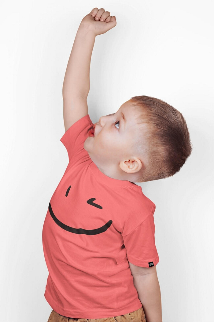 Camiseta Infantil Manga Curta algodão BCI Laranja Piscadela