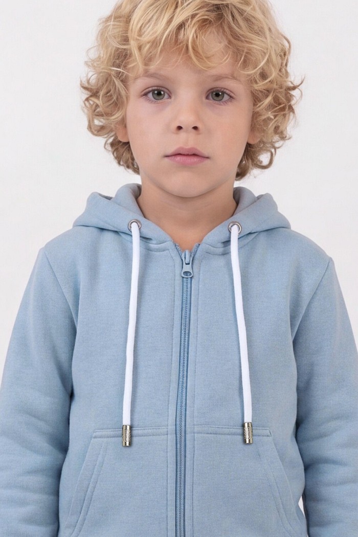 Casaco Infantil Moletom Felpado com Zíper e Capuz Azul