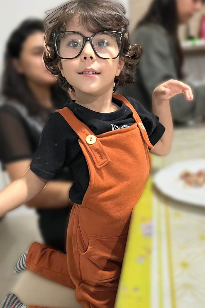 Jardineira Infantil Longa com Alça e Cintura Ajustável Terra Cota em Moletinho