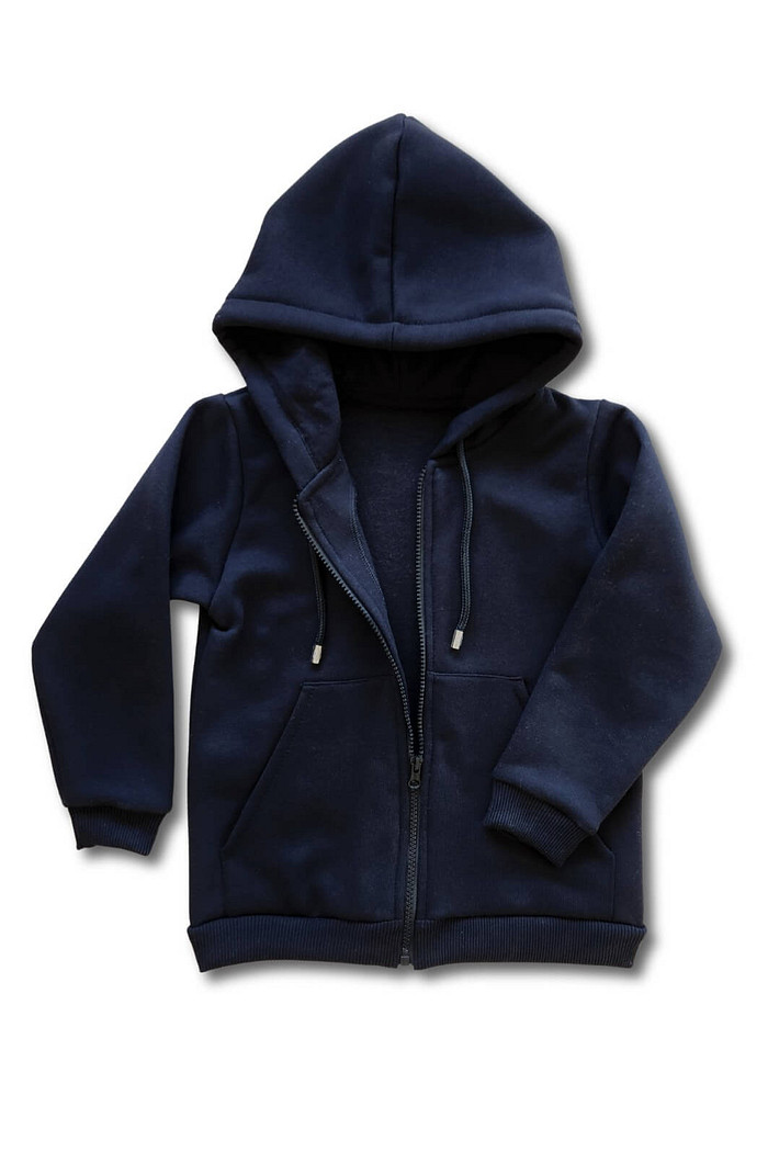 Casaco Infantil Moletom Felpado com Zíper e Capuz Preto