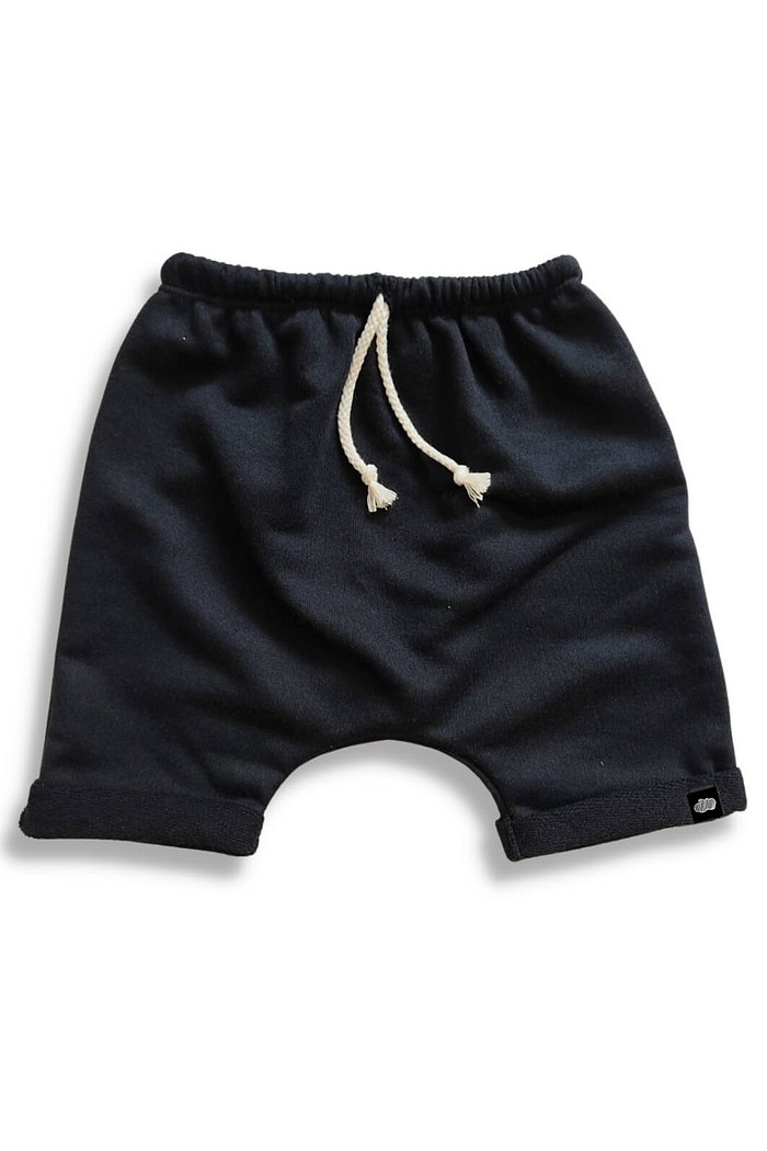 Short Infantil Saruel Preto com ajuste na cintura em Moletinho