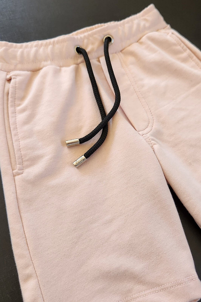 Bermuda Infantil de Moletinho com Bolso e Ajuste na Cintura Rosa Claro