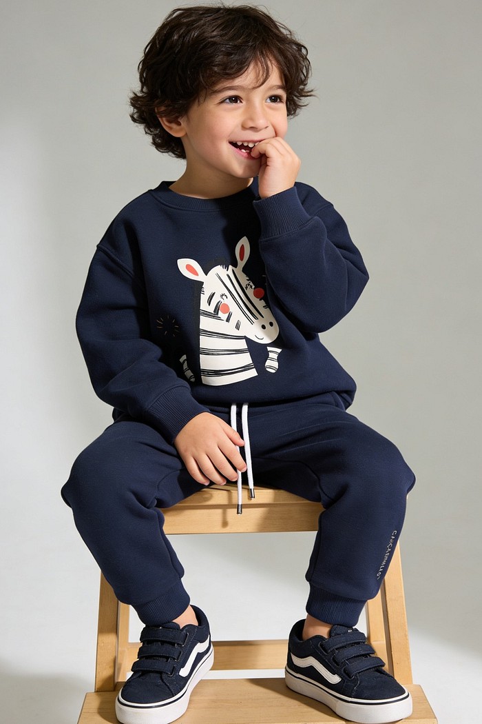 Blusão Infantil Moletom Encorpado Azul Marinho Zebra Feliz