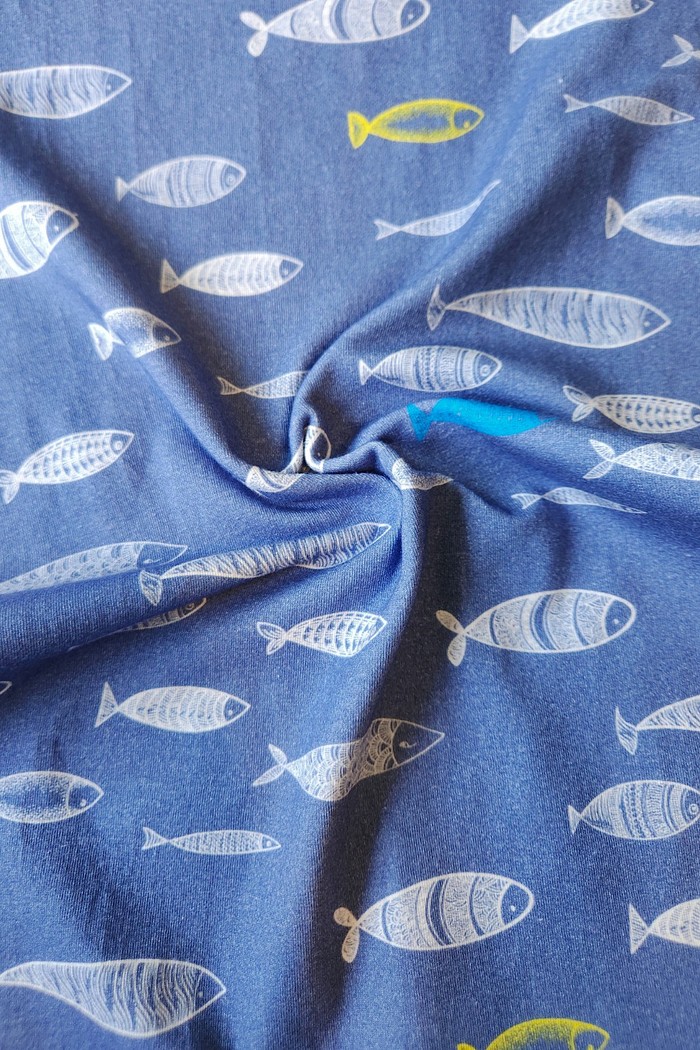 Camiseta Infantil Manga Curta Algodão Sustentável Oceano Azul