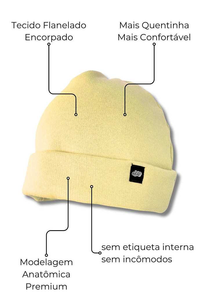 Touca Gorro Infantil Flanelada Moletom Amarela