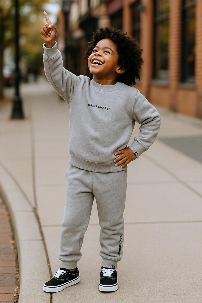 Blusão Infantil Felpado Cinza Mescla Caiçarinhas ®