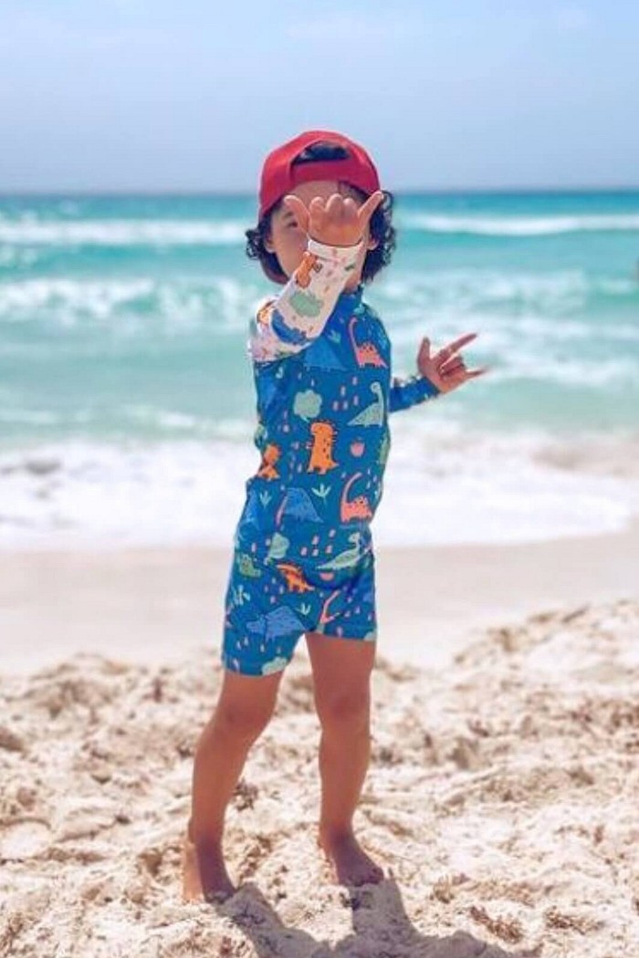 Kit Conjunto + Roupão Dinossauros Azul