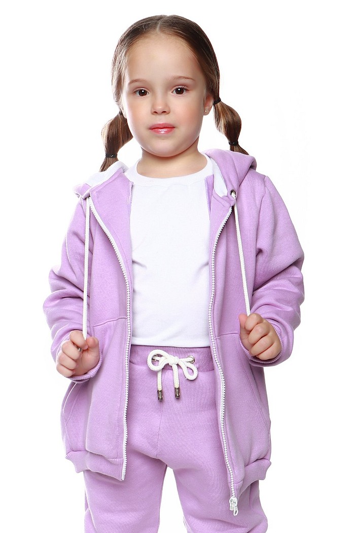 Casaco Infantil Moletom Felpado Zíper e Capuz Lilás