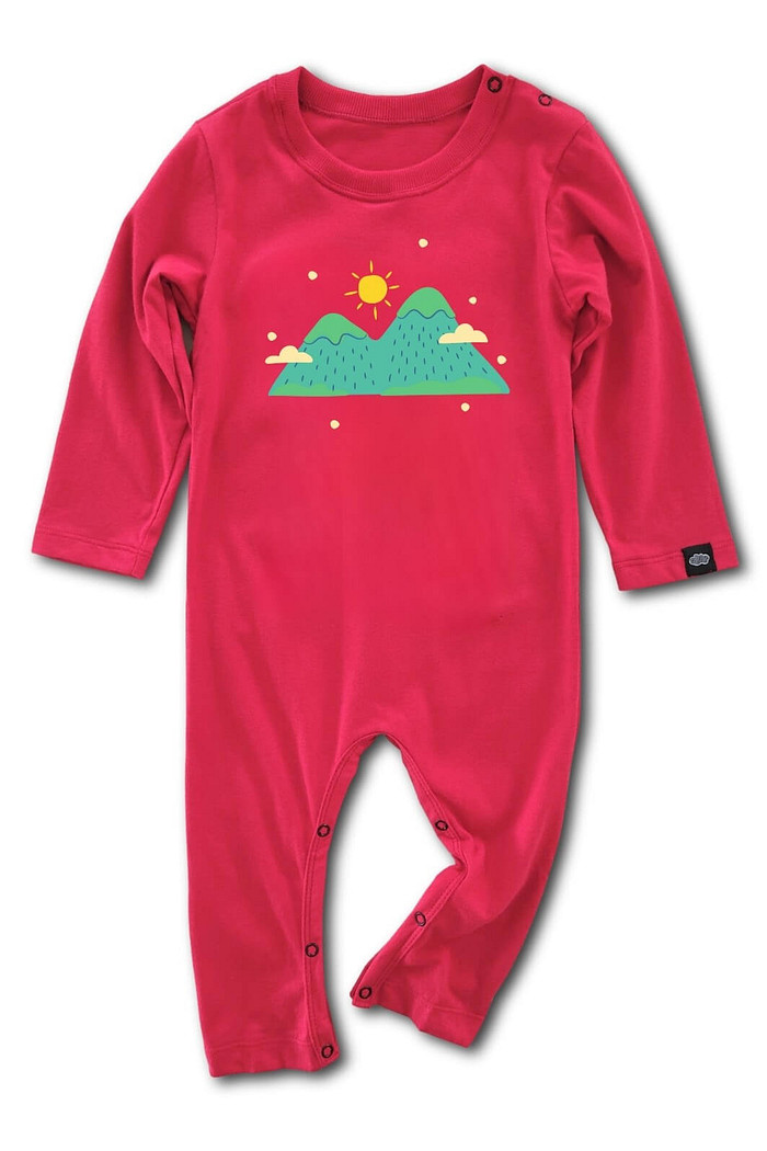 Macacão Bebê Longo Manga Longa Vermelho Aventura na Montanha