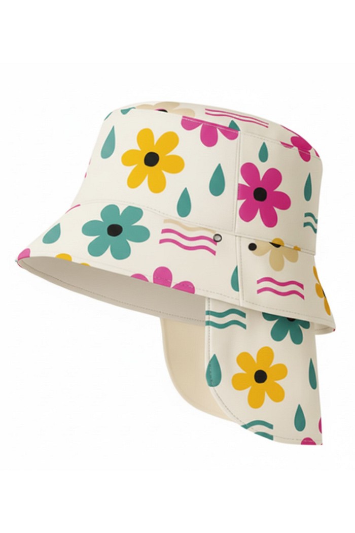 Chapéu infantil Proteção Solar UV 50+ Dupla Face Ajustável Off White Dona Flor