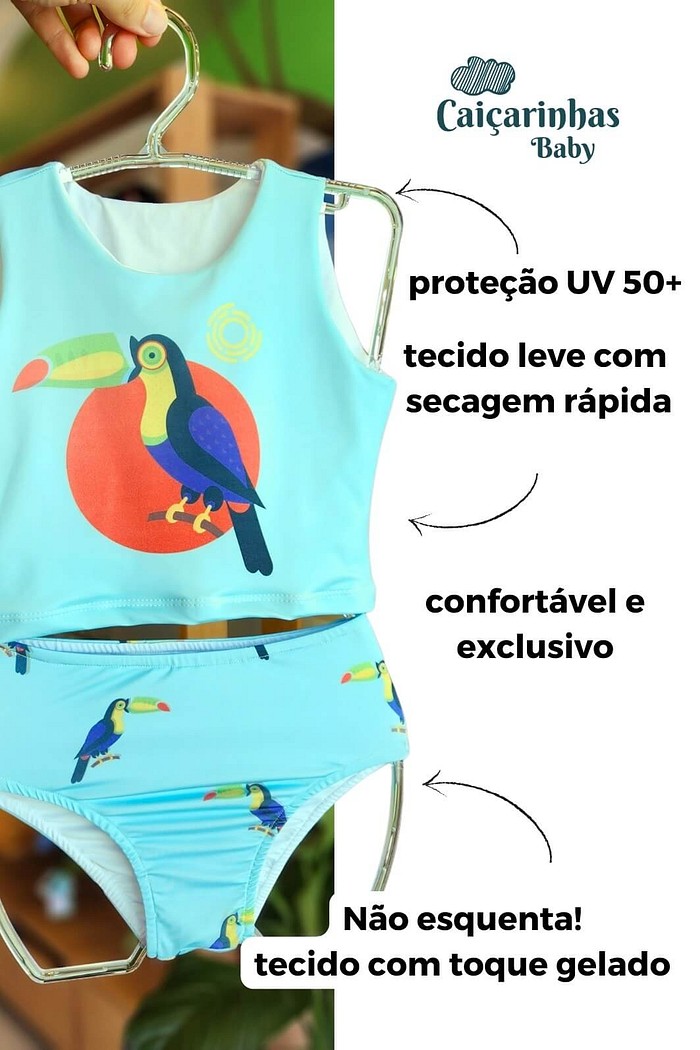 Cropped ML UV Verde Tucano Abstratos Confortável calcinha alta uv 50+