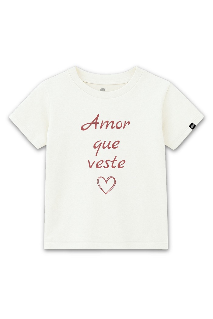 Camiseta Infantil Cotton Off White Amor que Veste Mãe e Filho(a)