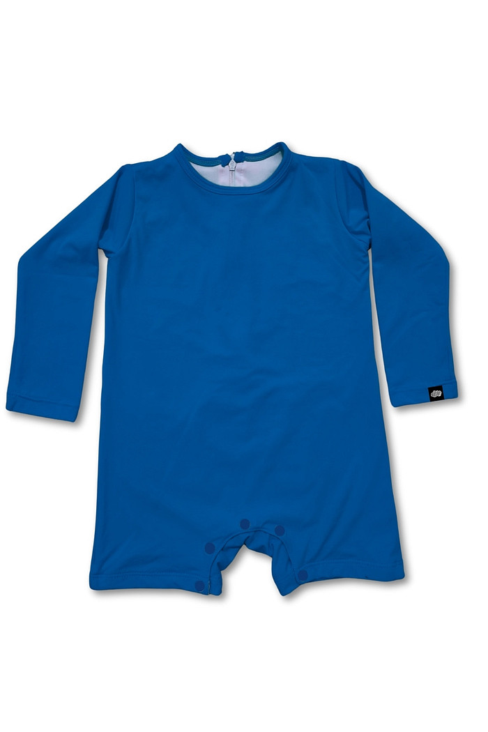 Macacão Praia Bebê Proteção Solar UV 50+ Manga Longa Azul Marinho