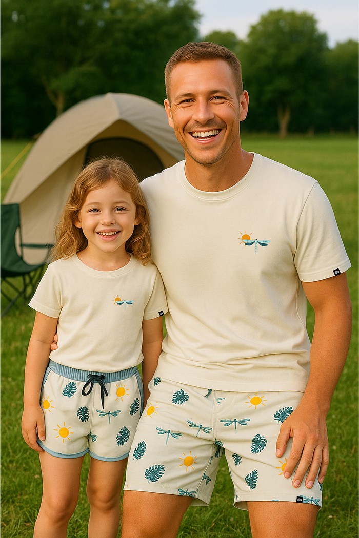 Short Tactel Infantil Exclusivo Cinza Claro Boleado Libélulas