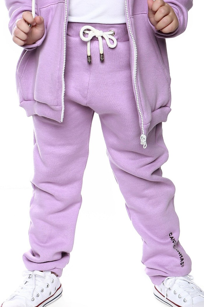 Calça infantil Jogger Lilás com punho na cintura e tornozelo em tecido Moletom Flanelado