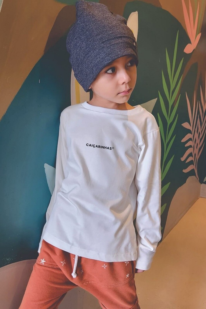 Camiseta Infantil ML Off White Cachoeira
