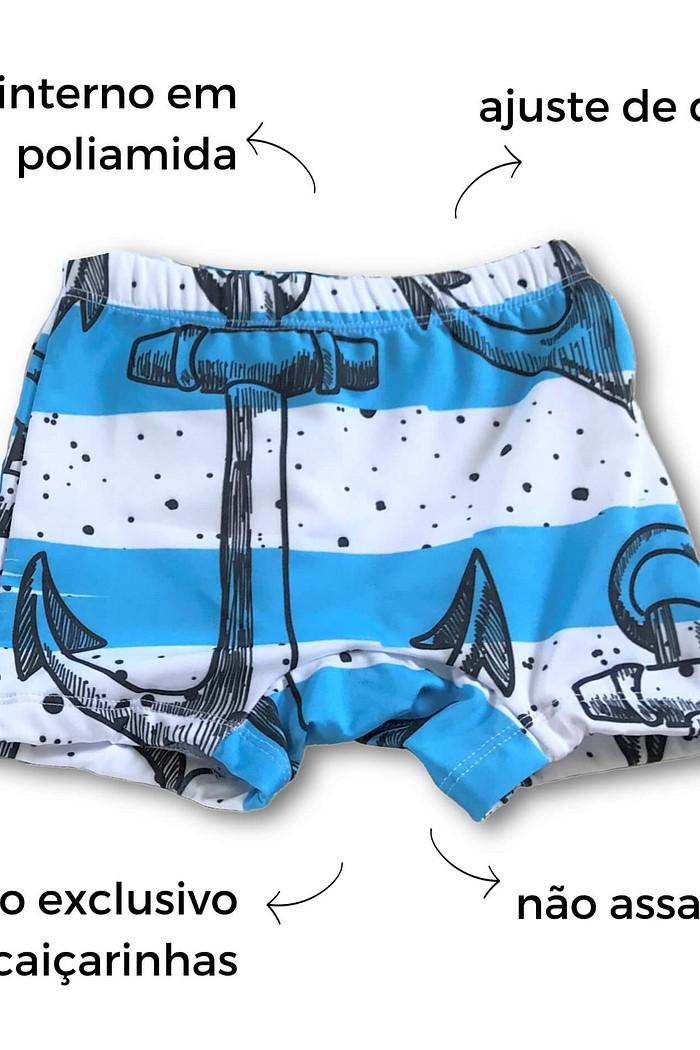 Sunga UV Praia Piscina UV 50+ Menino Confortável Âncoras