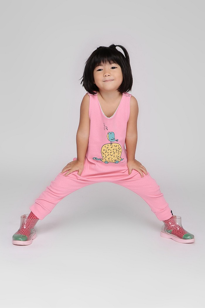 Macacão Longo Manga Regata Rosa Tatá