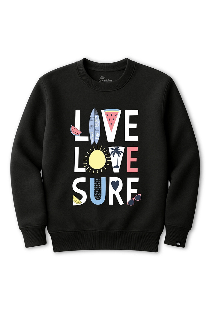 Blusão Infantil Felpado Preto Live Love Surf