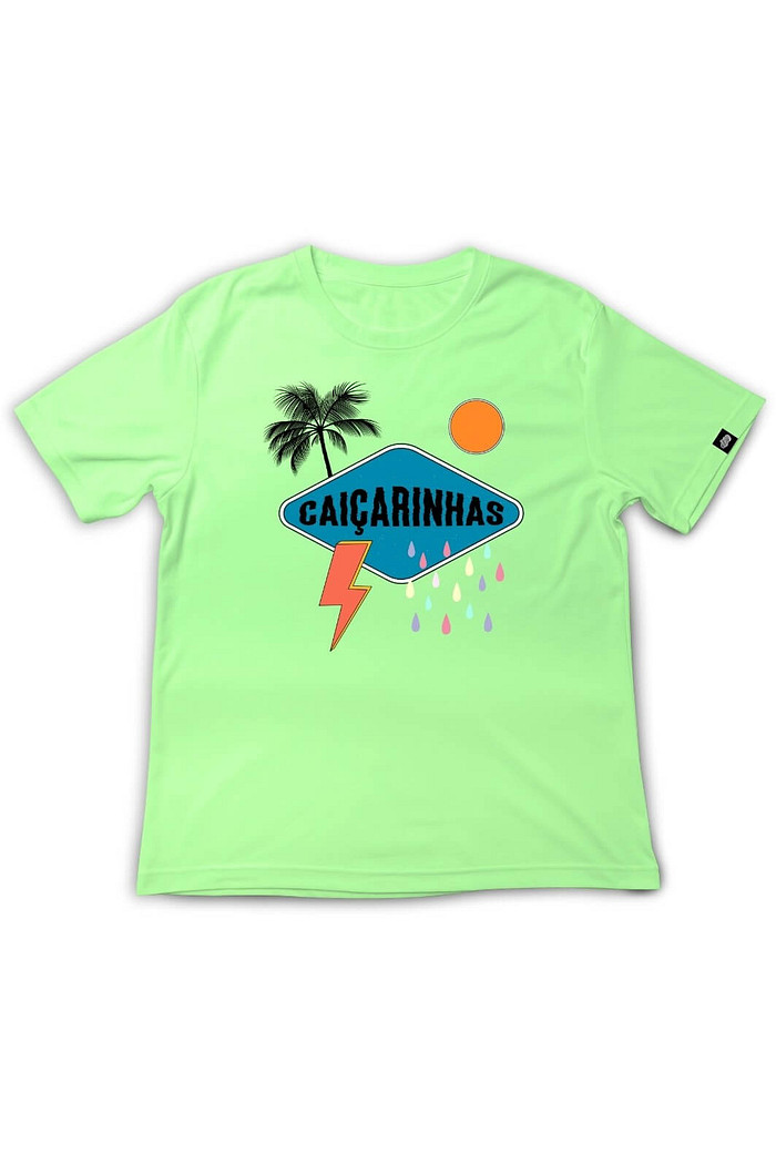 Camiseta Infantil Manga Curta Algodão Macio Verde Claro Caiçarinhas Estações