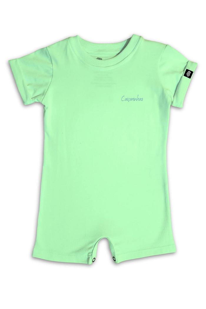 Macacão Bebê Curto Algodão Sustentável Verde Minimalista Caiçarinhas