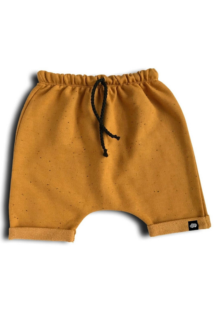 Short Infantil Saruel Mostarda com ajuste na cintura em Moletinho