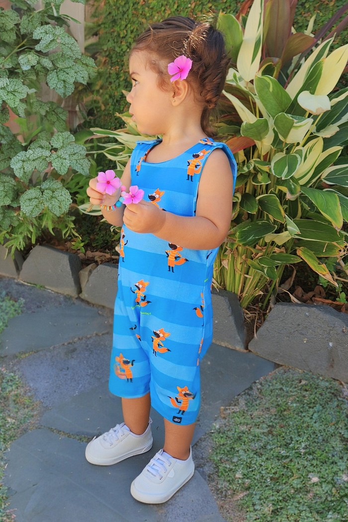 Macacão Infantil Curto Manga Regata Algodão Confortável Seu Lobo