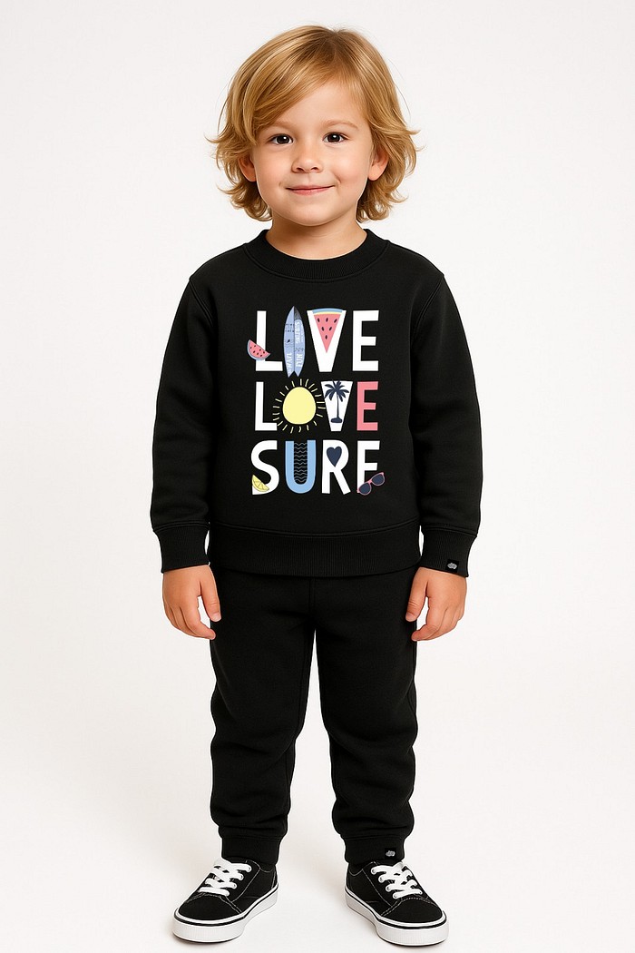Blusão Infantil Felpado Preto Live Love Surf