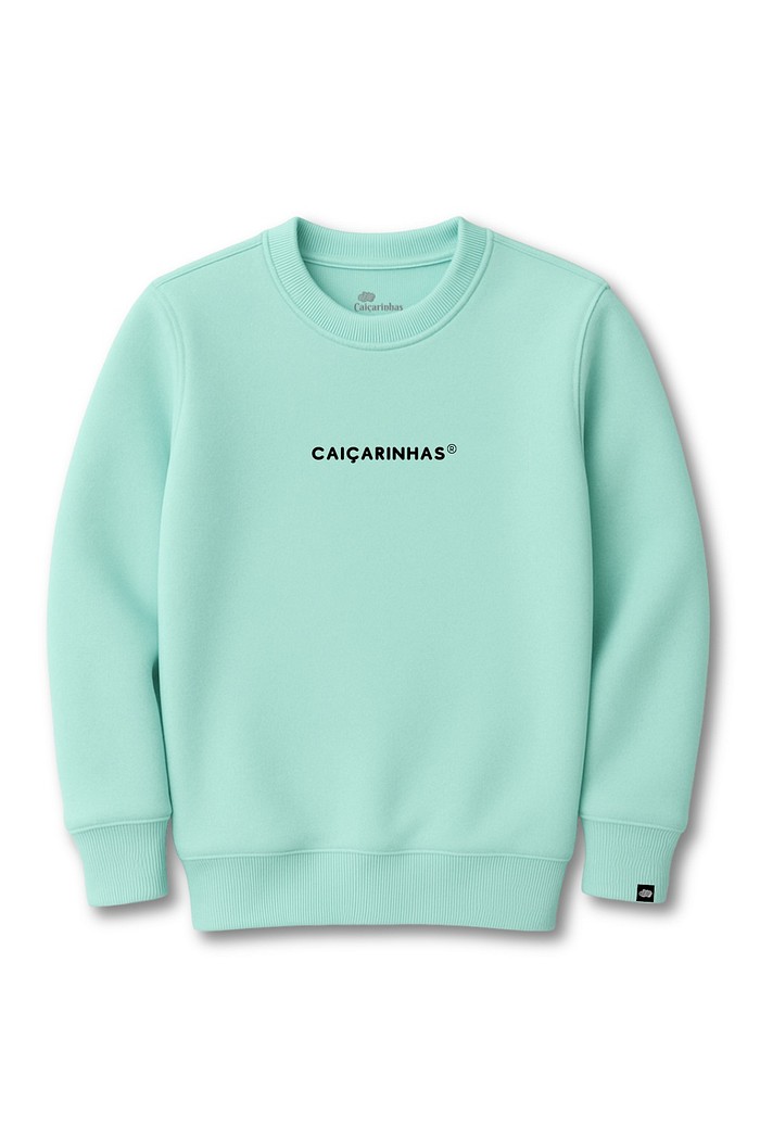 Kit Verde Menta Caiçarinhas® Moletom Quentinho Infantil Blusão + Calça