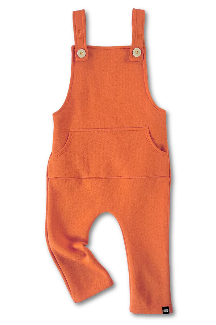 Jardineira Infantil Longa com Alça e Cintura Ajustável Terra Cota em Moletinho