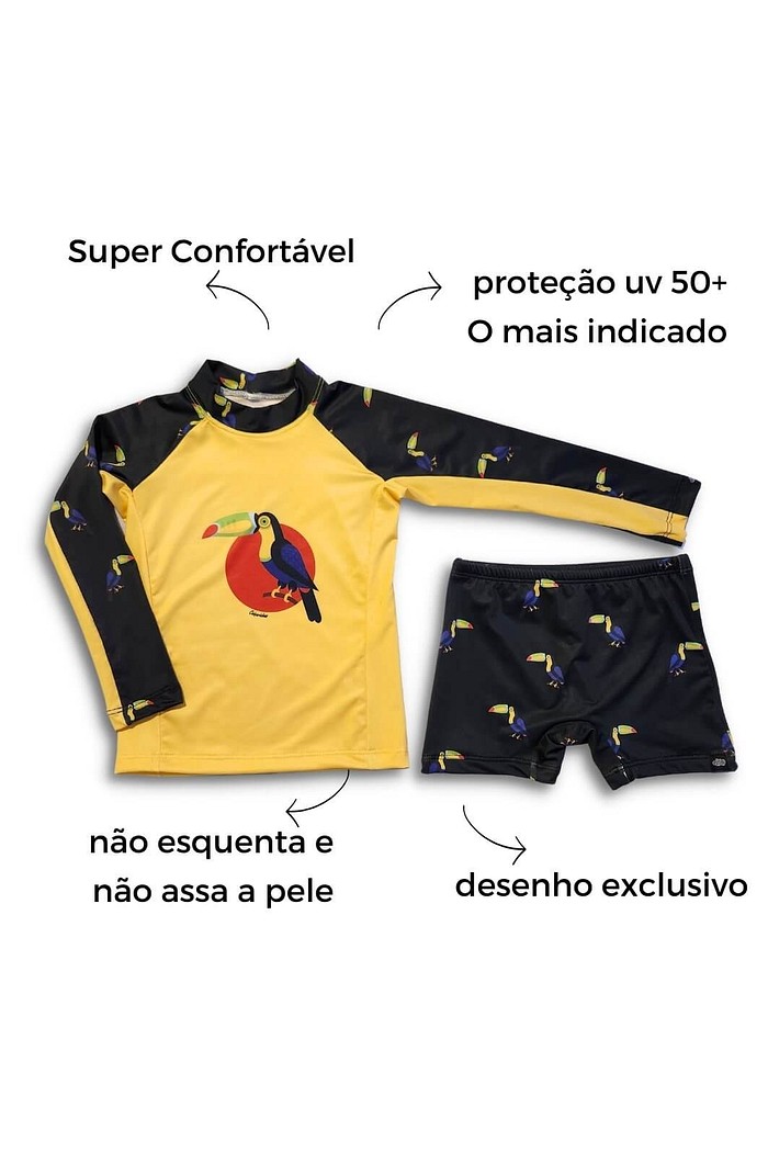 Camisa Infantil Proteção Solar UV 50+ Preto Tucano