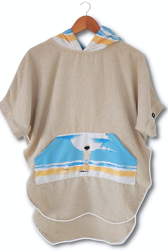 Roupão Poncho infantil 100% algodão Areia Caiçarinhas Beach