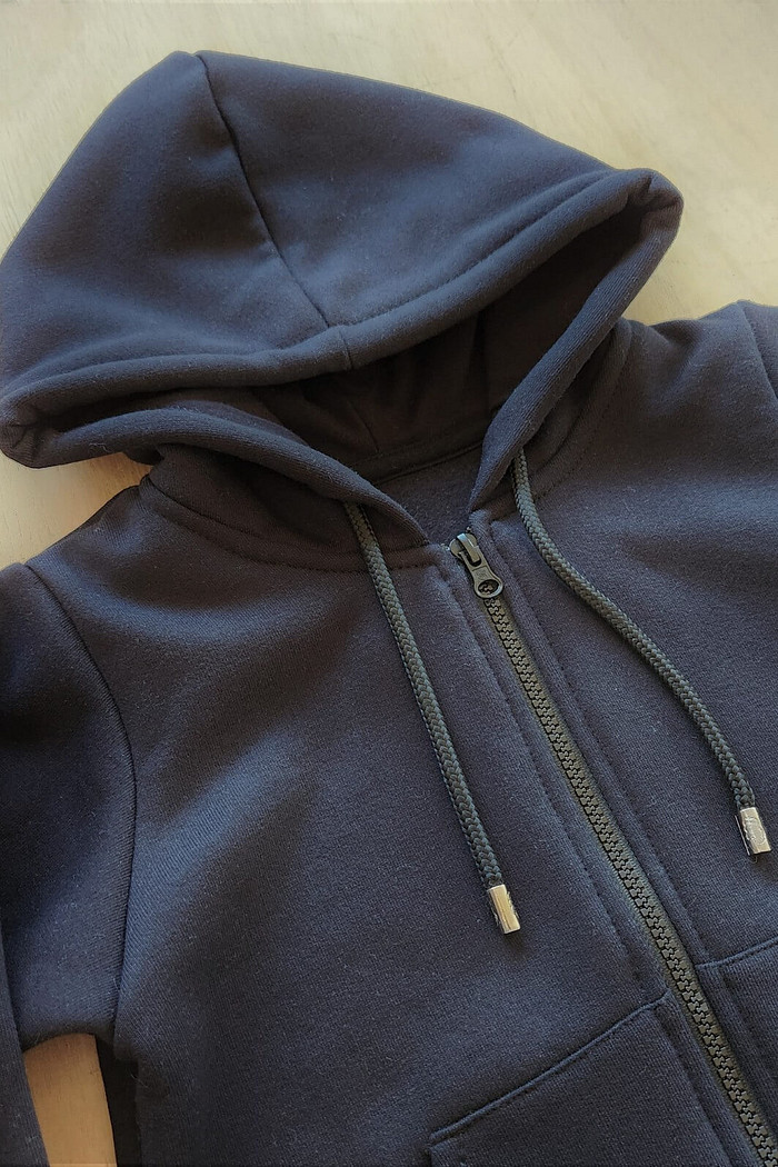 Casaco Infantil Moletom Felpado com Zíper e Capuz Preto