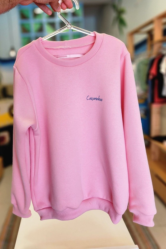 Blusão Infantil Moletom Felpado Rosa Tutti Frutti Básico Caiçarinhas