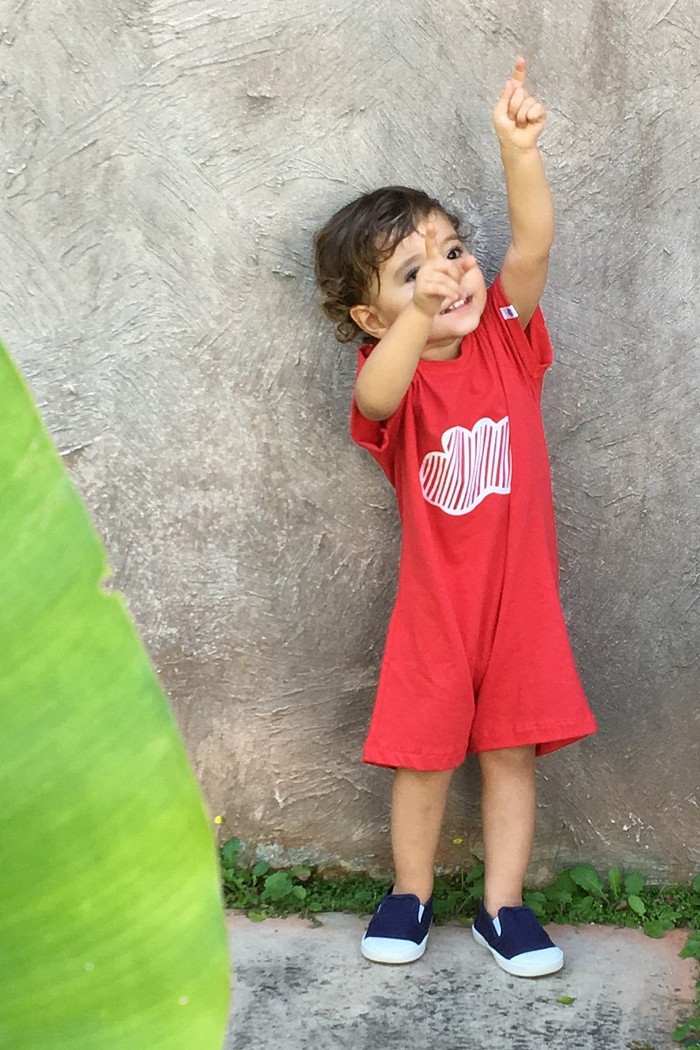 Macacão Bebê Curto Algodão Sustentável Fácil de Vestir Vermelho Nuvem