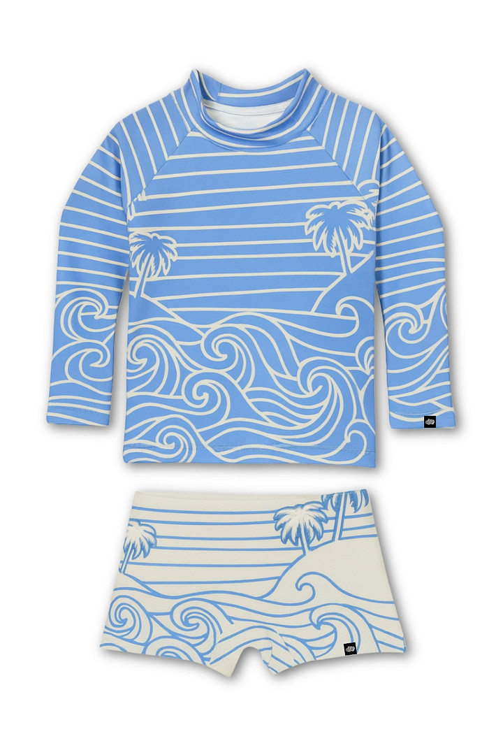 Camisa + Sunga Proteção UV50+ Confortável Azul Beach On