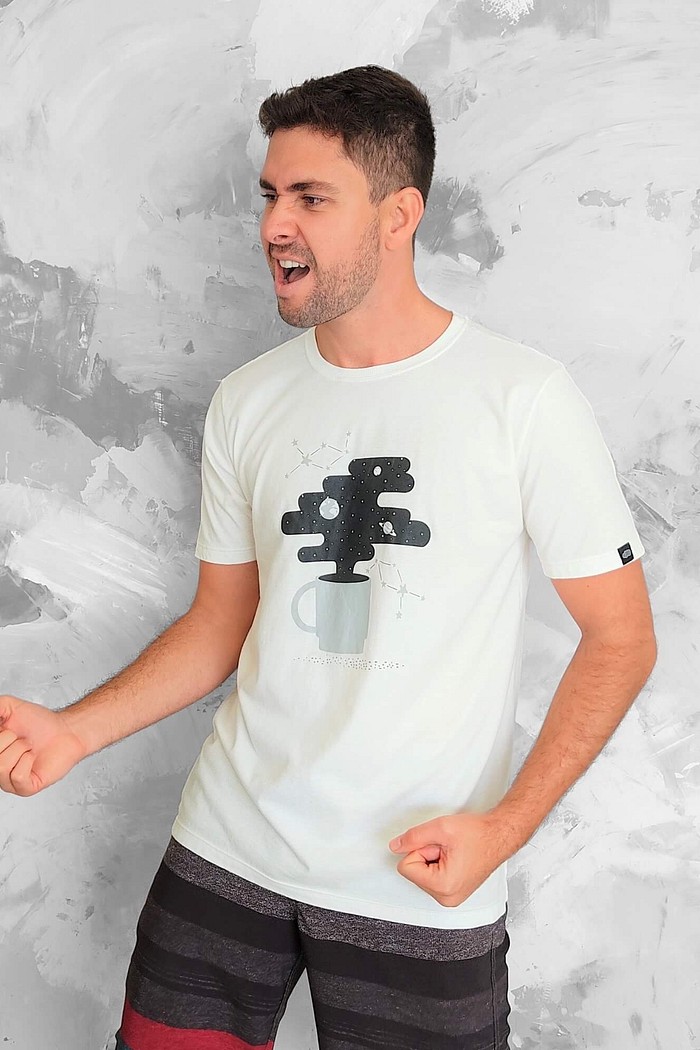 Camiseta Adulto Manga Curta Branco Xícara